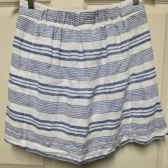 J Crew White and Blue Striped Nautical 100% Linen Casual Short Mini Skirt Size 2 - Picture 8 of 10